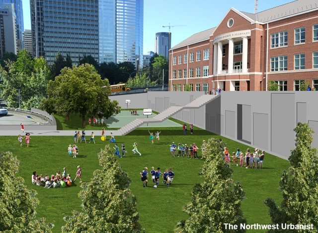 A conceptual view of Section 8, looking north from Madison Street.
