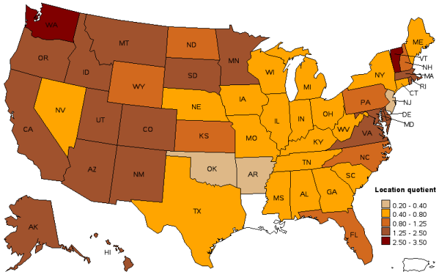 LQ of planners by state